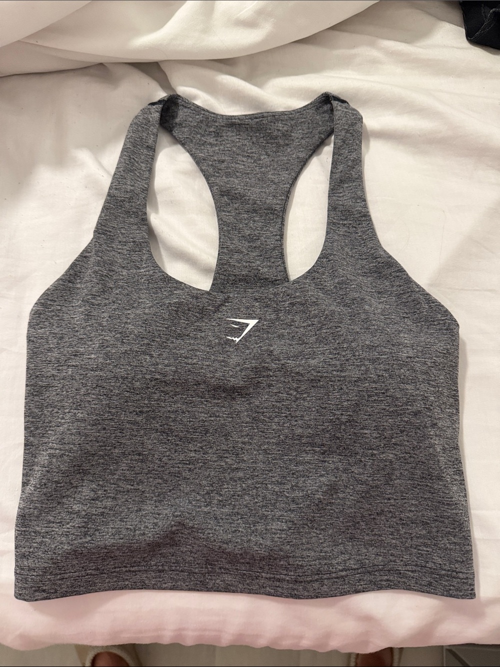 Gymshark Charcoal Grey Racerback Crop Sports Bra. Size small